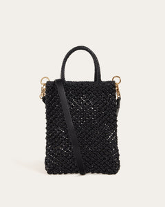 Gio Small Tote, Black Weave Handbags dear-frances 